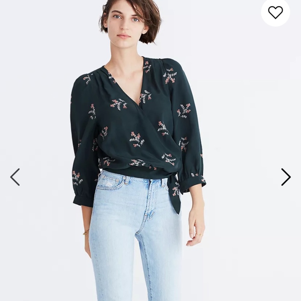 Madewell Silk Wrap Top in Wild Botanic (Sold Out Online)